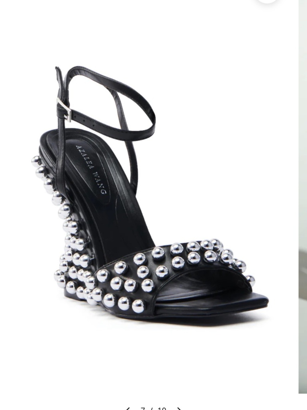 Azalea Wang Cybelle black embellished wedge sandal size 10 - Picture 7 of 13
